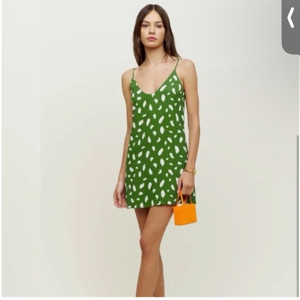 Reformation Green Mini Artsy Dress. Size S.